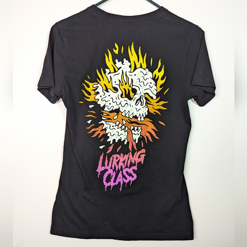 Vintage Lurking Class Women's Medium T- Shirt Flaming Skull Black Flaming Skull